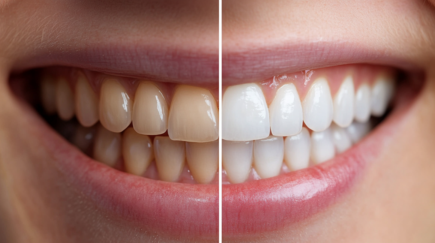 Before and after professional teeth whitening