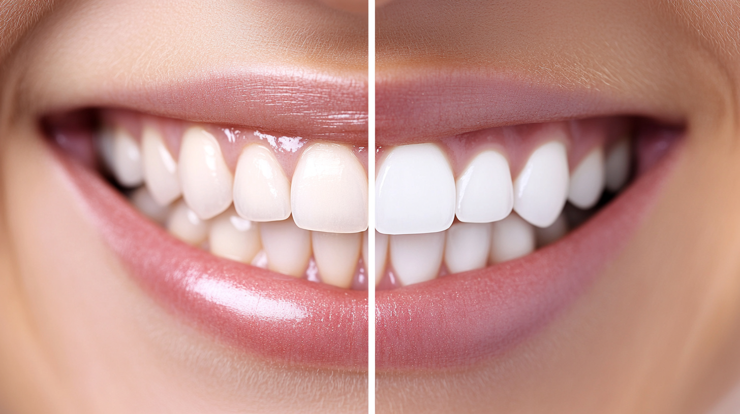Before and after cosmetic whitening enhancement